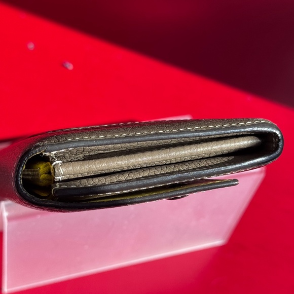 Celine Leather Wallet Taupe w/ Yellow Interior EUC - Picture 8 of 16